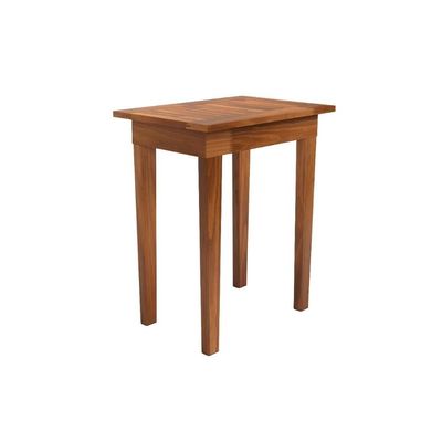 Mesa Lateral 50x35 Ripada Madeira Rustica Castanho