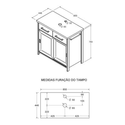 Gabinete Armário Banheiro Ditália Bn-04 Preto