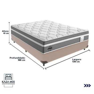 Cama Box Casal E Colchão Molas Ensacadas Berlim Probel - Bege