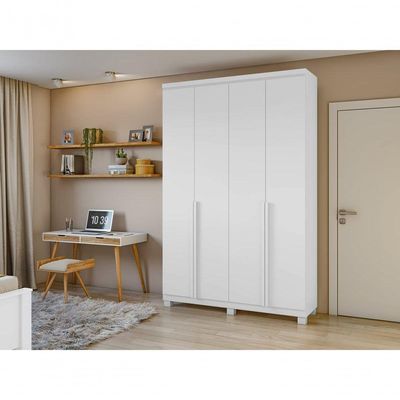 Guarda-roupas 4 Portas 2 Gavetas 100% Mdf Alonzo Sem Espelho E Com Pés - Lopas Branco