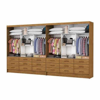Closet Sevilha 6 Portas Casal Duplo Com Espelho 18 Gavetas Cinamomo