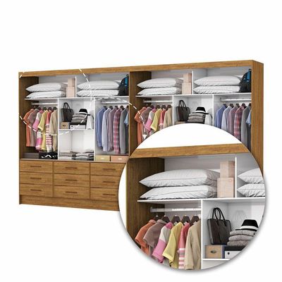 Closet Sevilha 6 Portas Casal Duplo Com Espelho 18 Gavetas Cinamomo