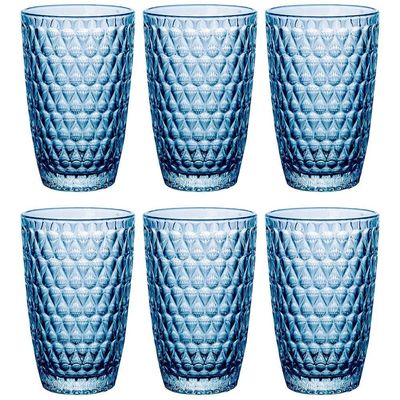 Conjunto de Copos L`Hermitage Amelie em Vidro 355ml - 6 Peças Azul