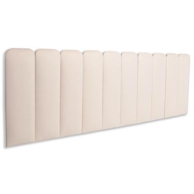 Cabeceira King Kit 10 Placas Modelo Arredondada - Suede Creme / Off White