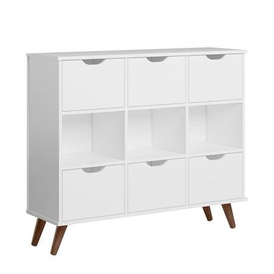 Conjunto Nicho Organizador Zuri 9 Espaços Retrô Branco + 2 Kits 3 Gavetas Brancas