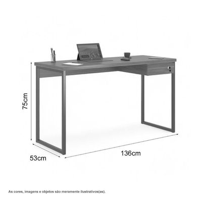Mesa Home Office Escrivaninha Industriale 1,36 Montana Com Gaveteiro
