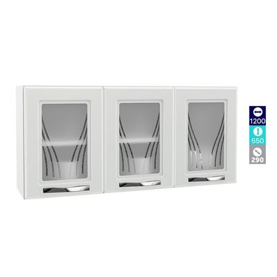 Armário De Cozinha De Aço Aéreo Triplo Médio Telasul Branco