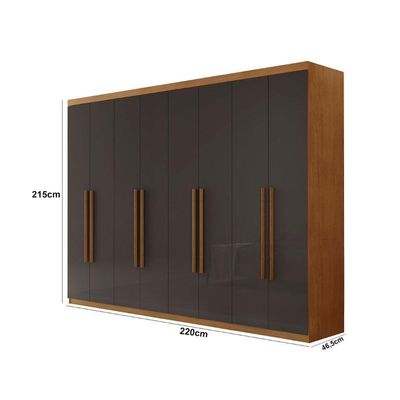 Guarda Roupa Casal Heros Com 8 Portas E 4 Gavetas Moderna Naturalle Grafite
