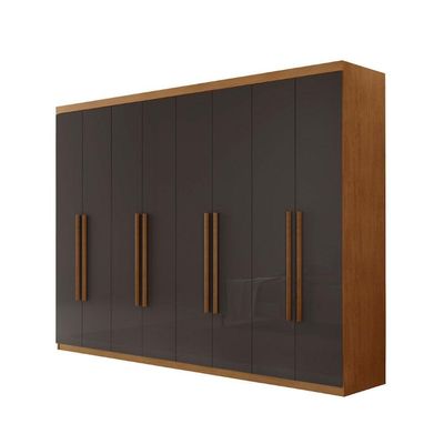 Guarda Roupa Casal Heros Com 8 Portas E 4 Gavetas Moderna Naturalle Grafite