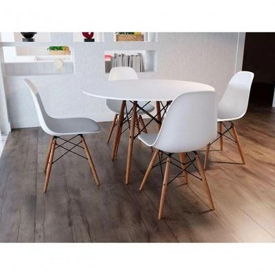 Kit Mesa Jantar Eiffel 80cm Branca + 4 Cadeiras Charles Eames - Branca