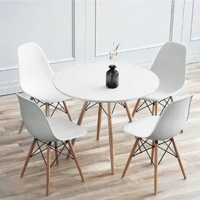 Kit Mesa Jantar Eiffel 80cm Branca + 4 Cadeiras Charles Eames - Branca