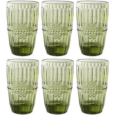 Conjunto de Copos L`Hermitage Fratello em Vidro 355ml 6 Peças Verde