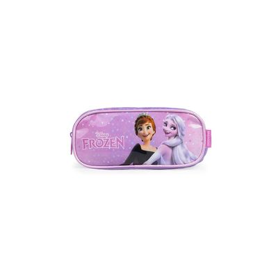 Estojo Escolar Feminino 3 Bolsos Frozen Premium Lilás U / Lilas