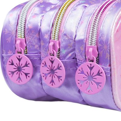 Estojo Escolar Feminino 3 Bolsos Frozen Premium Lilás U / Lilas