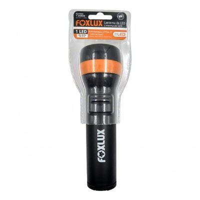 Lanterna Abs Pilhas 01 Led Grande Foxlux Cor Da Lanterna Preto Cor Da Luz Branca