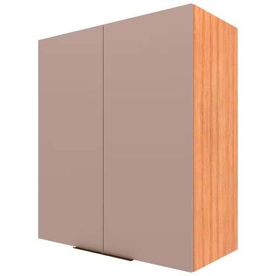 Armário Aéreo Bartira Cristal MDP 15mm com 2 Portas e 2 Prateleiras 80cm de Largura Lâmina Mel/Nude