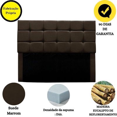 Cabeceira Estofada Cama Box Casal 160 Cm Ananda Suede Marrom