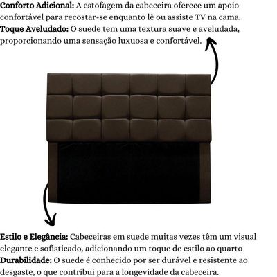 Cabeceira Estofada Cama Box Casal 160 Cm Ananda Suede Marrom