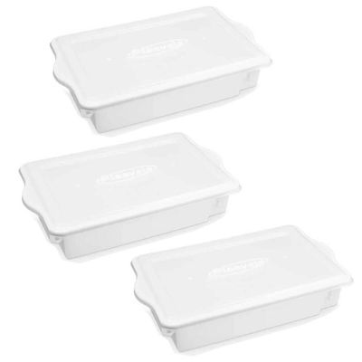 Kit 3 Caixas Organizadoras de Plástico 15L com Tampa Alimentos 56x34cm Empilháveis