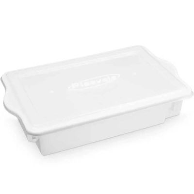 Kit 3 Caixas Organizadoras de Plástico 15L com Tampa Alimentos 56x34cm Empilháveis