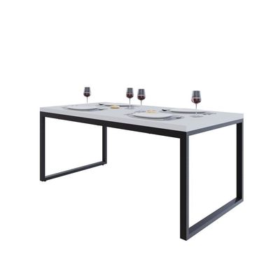 Mesa De Jantar Yon 180 X 90 X 76 Cm Branco Tx/est.preta Branco Tx/est.preta