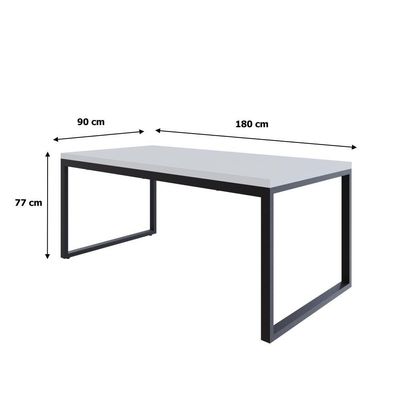 Mesa De Jantar Yon 180 X 90 X 76 Cm Branco Tx/est.preta Branco Tx/est.preta