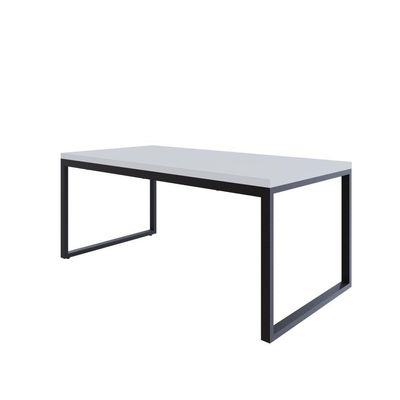 Mesa De Jantar Yon 180 X 90 X 76 Cm Branco Tx/est.preta Branco Tx/est.preta