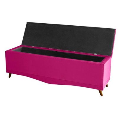 Kit Barcelona Cabeceira De Cama Painel E Calçadeira Baú King 195 Cm Suede Rosa Pink Do Lar Móveis E Decoração