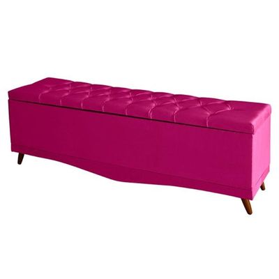 Kit Barcelona Cabeceira De Cama Painel E Calçadeira Baú King 195 Cm Suede Rosa Pink Do Lar Móveis E Decoração