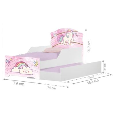 Bicama Infantil Uly Unicórnio Rosa Com Colchões