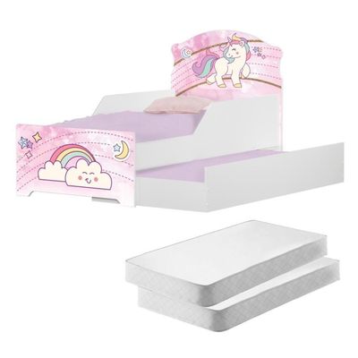 Bicama Infantil Uly Unicórnio Rosa Com Colchões