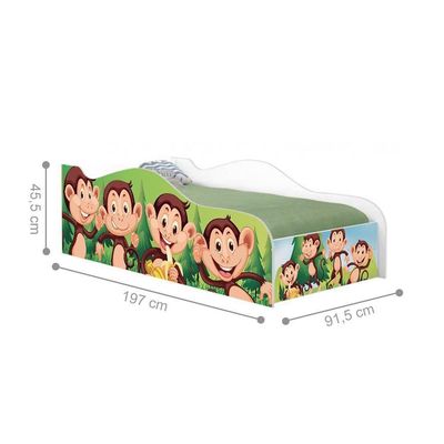 Cama Carro Fun Adesivada Macacos Solteiro
