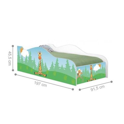 Cama Carro Fun Adesivada Girafa E Coruja Solteiro