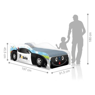 Cama Carro Polícia Baby Kids Solteiro Com Colchão