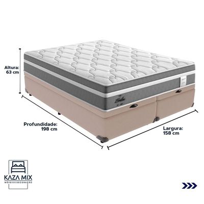 Cama Box Baú Queen E Colchão Molas Ensacadas Berlim Probel - Bege