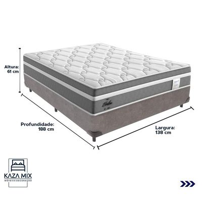 Cama Box Casal E Colchão Molas Ensacadas Berlim Probel - Cinza