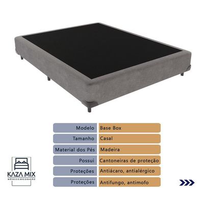 Cama Box Casal E Colchão Molas Ensacadas Berlim Probel - Cinza