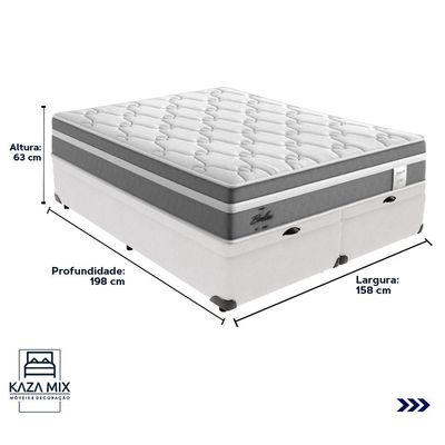 Cama Box Baú Queen E Colchão Molas Ensacadas Berlim Probel - Branco