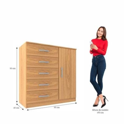 Cômoda Sapateira Zurique 1 Porta 5 Gavetas - Cinnamomo Cinnamomo