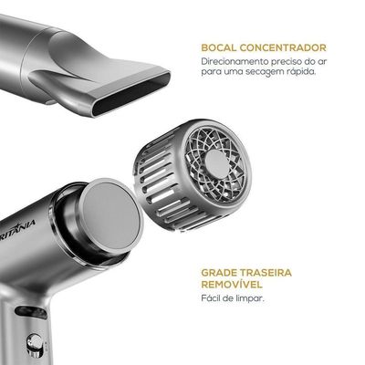 Secador De Cabelos Britânia 1600W Mais Silencioso  - 220V