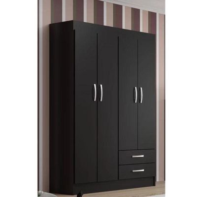 Guarda-roupa Solteiro 4 Portas 2 Gavetas Atalaia - Black