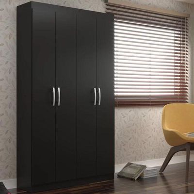 Armário Multiuso Milão 4 Portas E 8 Prateleiras - Black