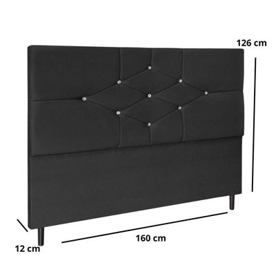 Cabeceira Cama Box Queen 160cm Camboriú Suede Preto E Frame