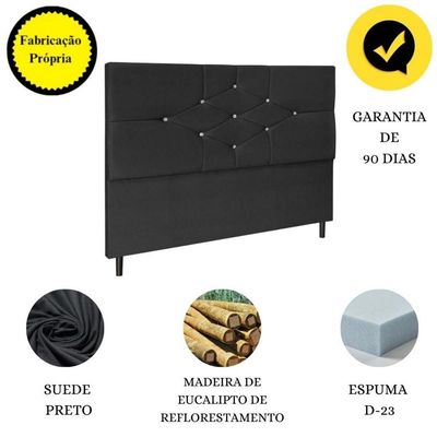 Cabeceira Cama Box Queen 160cm Camboriú Suede Preto E Frame