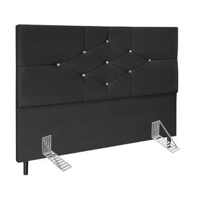 Cabeceira Cama Box Queen 160cm Camboriú Suede Preto E Frame