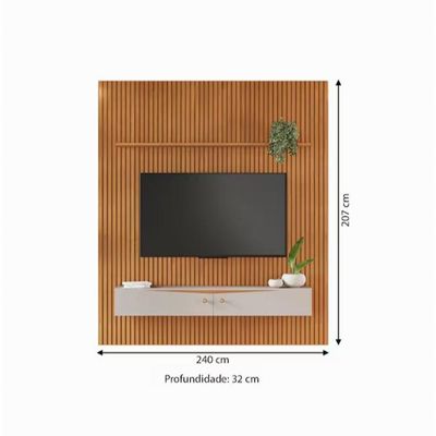 Painel Riso Ripado 2,40x2,07cm Com Nicho Jcm Cinamomo/off