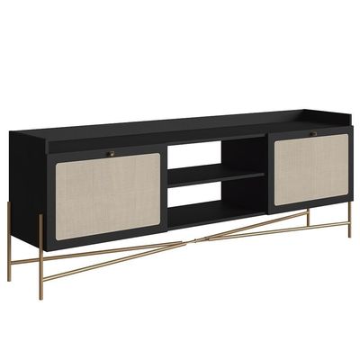 Rack Para Sala Bancada De 65 Pol Pé Metal Arlo Nero-dourado - Mpozenato