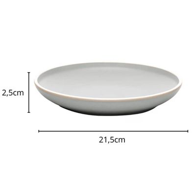 Kit 6 Pratos De Sobremesa 21,5cm Melamina Class Cinza Wolff Cozinha Servir Entrada Petiscos