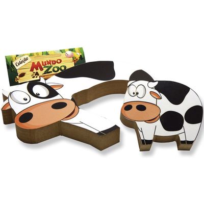Quebra Cabeça Zoo Filhotes Madeira - Vaca - Branco - 73722 - Maninho Artesanatos