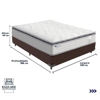 Cama Box Casal E Colchão Molas Ensacadas Amsterdã Probel - Marrom